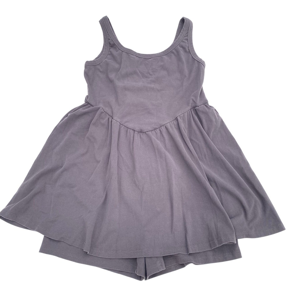 Cider Grey Cotton Spandex Skort Romper Sleeveless Mini Dress Large Balletcore